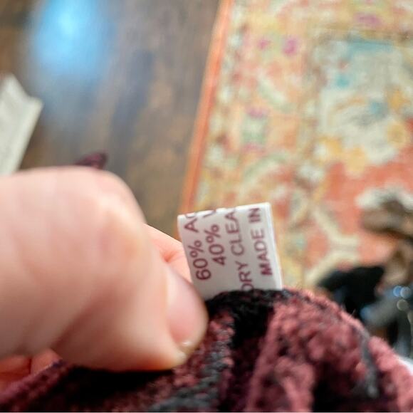 Vintage Mary Flaherty Ireland Wool Wrap Tapestry Fringe Purple Green Maxi Skirt - Picture 9 of 10